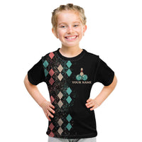 Custom Bowling Balls Kid T Shirt with Does This Shirt Make My Balls Look Big Quote and Retro Argyle Pattern - Wonder Print Shop