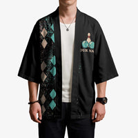 Custom Bowling Balls Kimono with Does This Shirt Make My Balls Look Big Quote and Retro Argyle Pattern - Wonder Print Shop