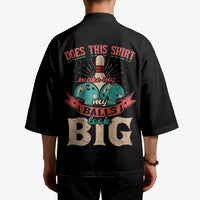 Custom Bowling Balls Kimono with Does This Shirt Make My Balls Look Big Quote and Retro Argyle Pattern - Wonder Print Shop