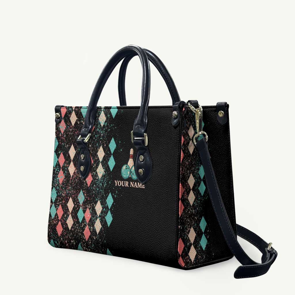 Custom Bowling Balls Leather Bag with Does This Shirt Make My Balls Look Big Quote and Retro Argyle Pattern - Wonder Print Shop