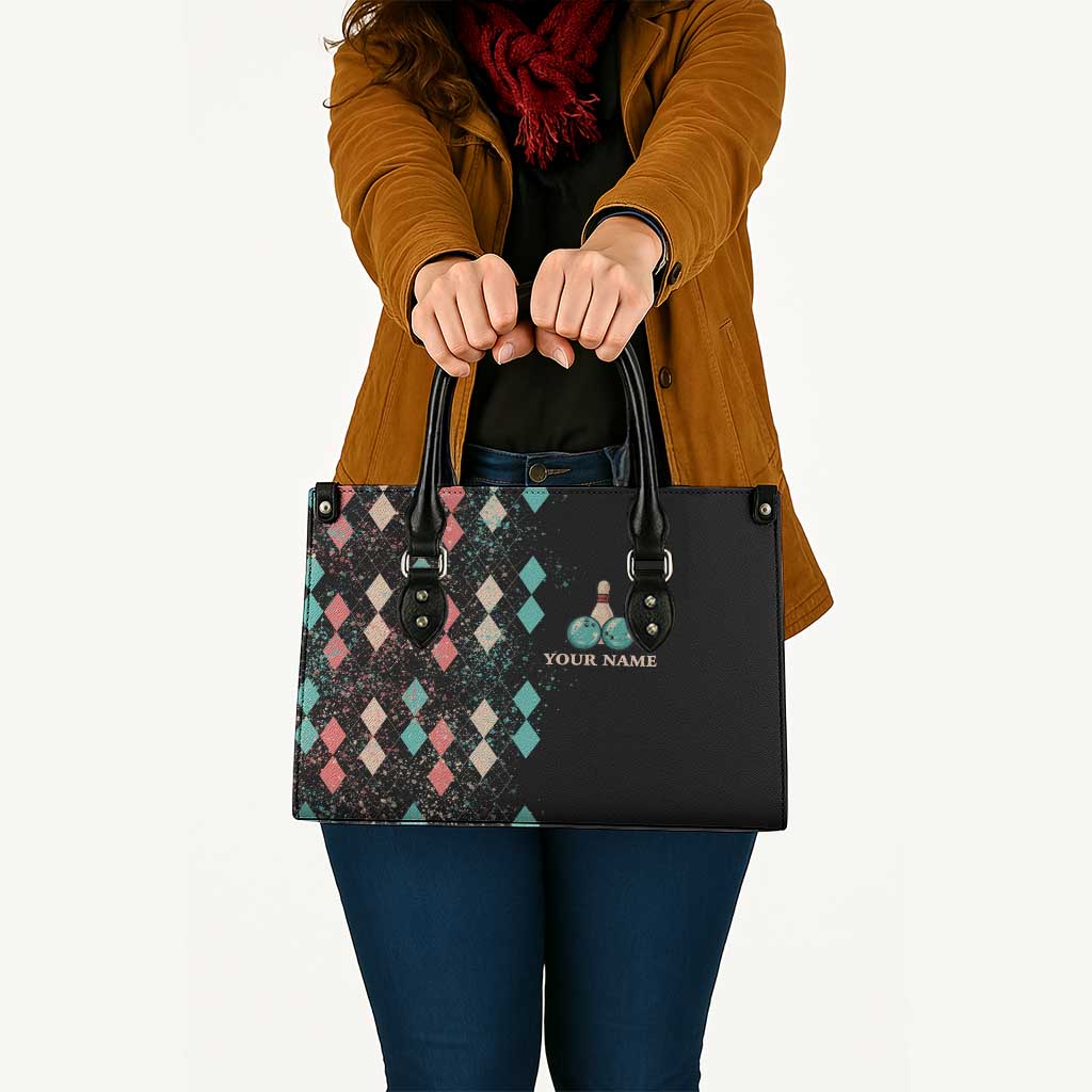 Custom Bowling Balls Leather Bag with Does This Shirt Make My Balls Look Big Quote and Retro Argyle Pattern - Wonder Print Shop