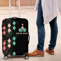 Custom Bowling Balls Luggage Cover with Does This Shirt Make My Balls Look Big Quote and Retro Argyle Pattern - Wonder Print Shop