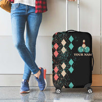 Custom Bowling Balls Luggage Cover with Does This Shirt Make My Balls Look Big Quote and Retro Argyle Pattern - Wonder Print Shop