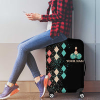 Custom Bowling Balls Luggage Cover with Does This Shirt Make My Balls Look Big Quote and Retro Argyle Pattern - Wonder Print Shop