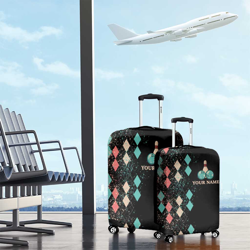 Custom Bowling Balls Luggage Cover with Does This Shirt Make My Balls Look Big Quote and Retro Argyle Pattern - Wonder Print Shop