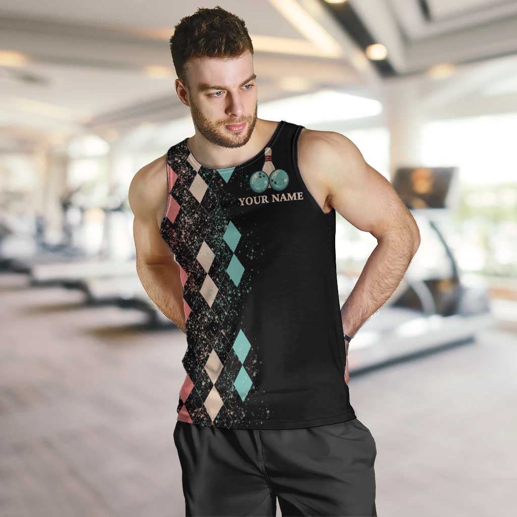 Custom Bowling Balls Men Tank Top with Does This Shirt Make My Balls Look Big Quote and Retro Argyle Pattern - Wonder Print Shop