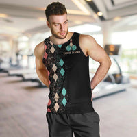 Custom Bowling Balls Men Tank Top with Does This Shirt Make My Balls Look Big Quote and Retro Argyle Pattern - Wonder Print Shop