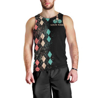 Custom Bowling Balls Men Tank Top with Does This Shirt Make My Balls Look Big Quote and Retro Argyle Pattern - Wonder Print Shop