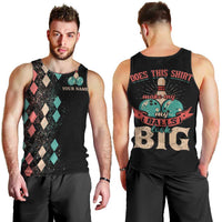 Custom Bowling Balls Men Tank Top with Does This Shirt Make My Balls Look Big Quote and Retro Argyle Pattern - Wonder Print Shop