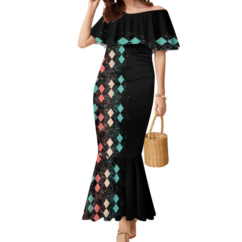 Custom Bowling Balls Mermaid Dress with Does This Shirt Make My Balls Look Big Quote and Retro Argyle Pattern - Wonder Print Shop