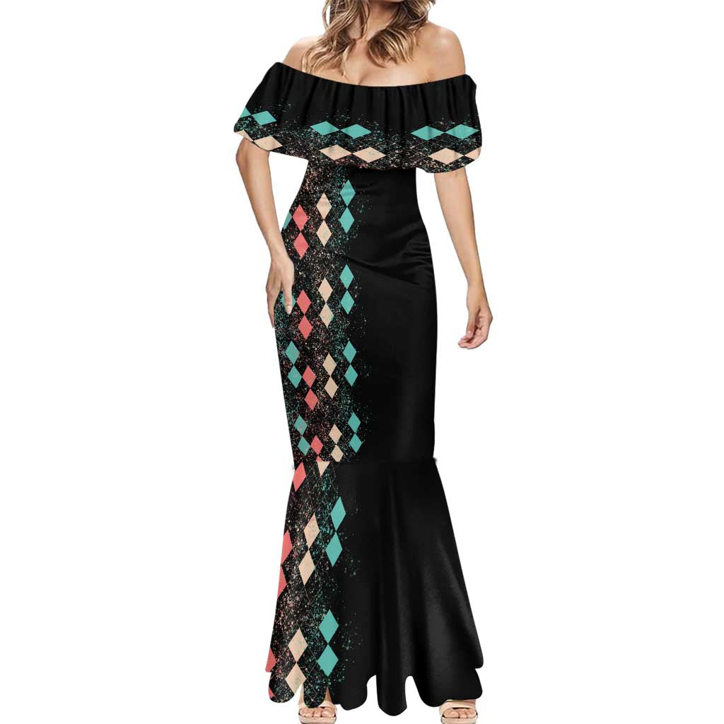 Custom Bowling Balls Mermaid Dress with Does This Shirt Make My Balls Look Big Quote and Retro Argyle Pattern - Wonder Print Shop
