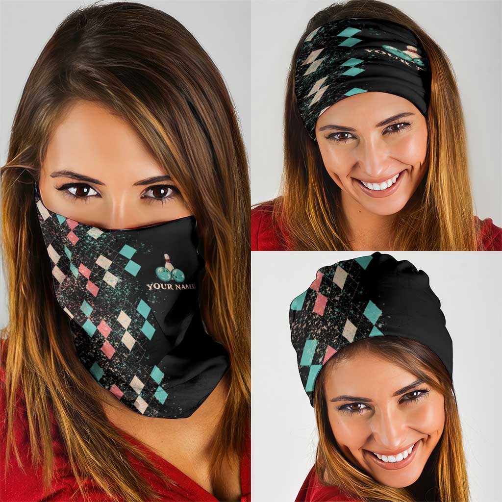 Custom Bowling Balls Neck Gaiter with Does This Shirt Make My Balls Look Big Quote and Retro Argyle Pattern - Wonder Print Shop