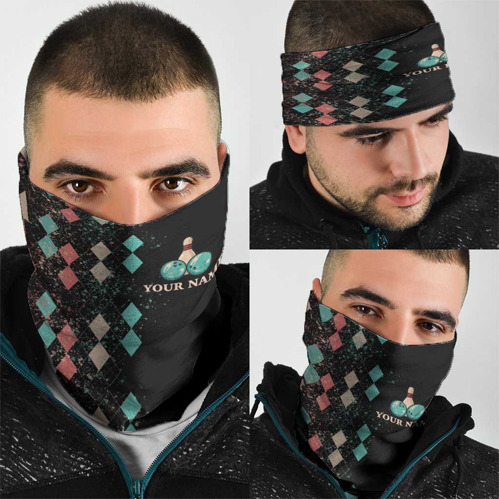 Custom Bowling Balls Neck Gaiter with Does This Shirt Make My Balls Look Big Quote and Retro Argyle Pattern - Wonder Print Shop