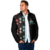 Custom Bowling Balls Padded Jacket with Does This Shirt Make My Balls Look Big Quote and Retro Argyle Pattern - Wonder Print Shop