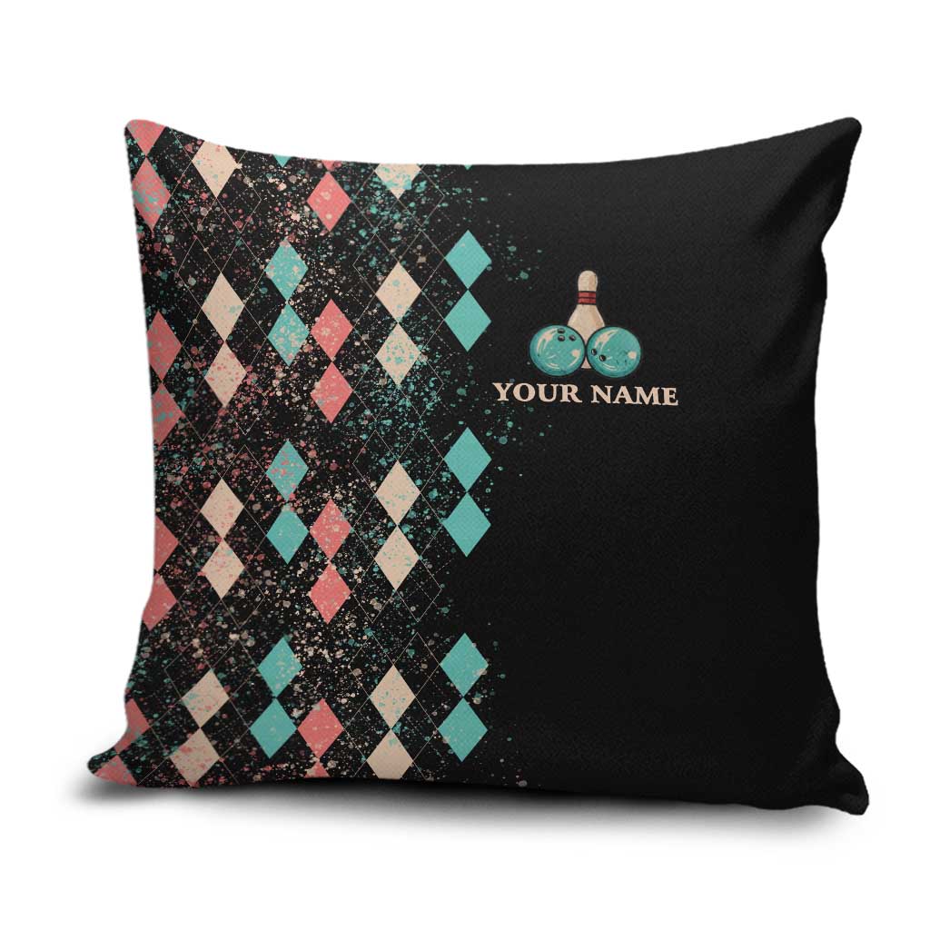 Custom Bowling Balls Pillow Cover with Does This Shirt Make My Balls Look Big Quote and Retro Argyle Pattern - Wonder Print Shop