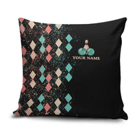 Custom Bowling Balls Pillow Cover with Does This Shirt Make My Balls Look Big Quote and Retro Argyle Pattern - Wonder Print Shop