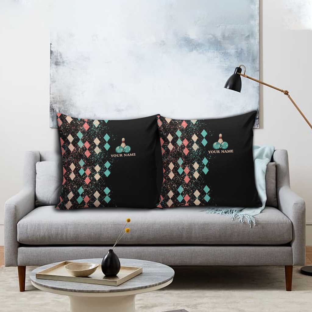 Custom Bowling Balls Pillow Cover with Does This Shirt Make My Balls Look Big Quote and Retro Argyle Pattern - Wonder Print Shop