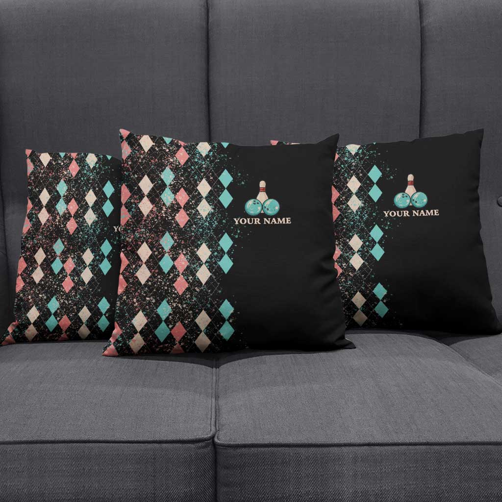Custom Bowling Balls Pillow Cover with Does This Shirt Make My Balls Look Big Quote and Retro Argyle Pattern - Wonder Print Shop
