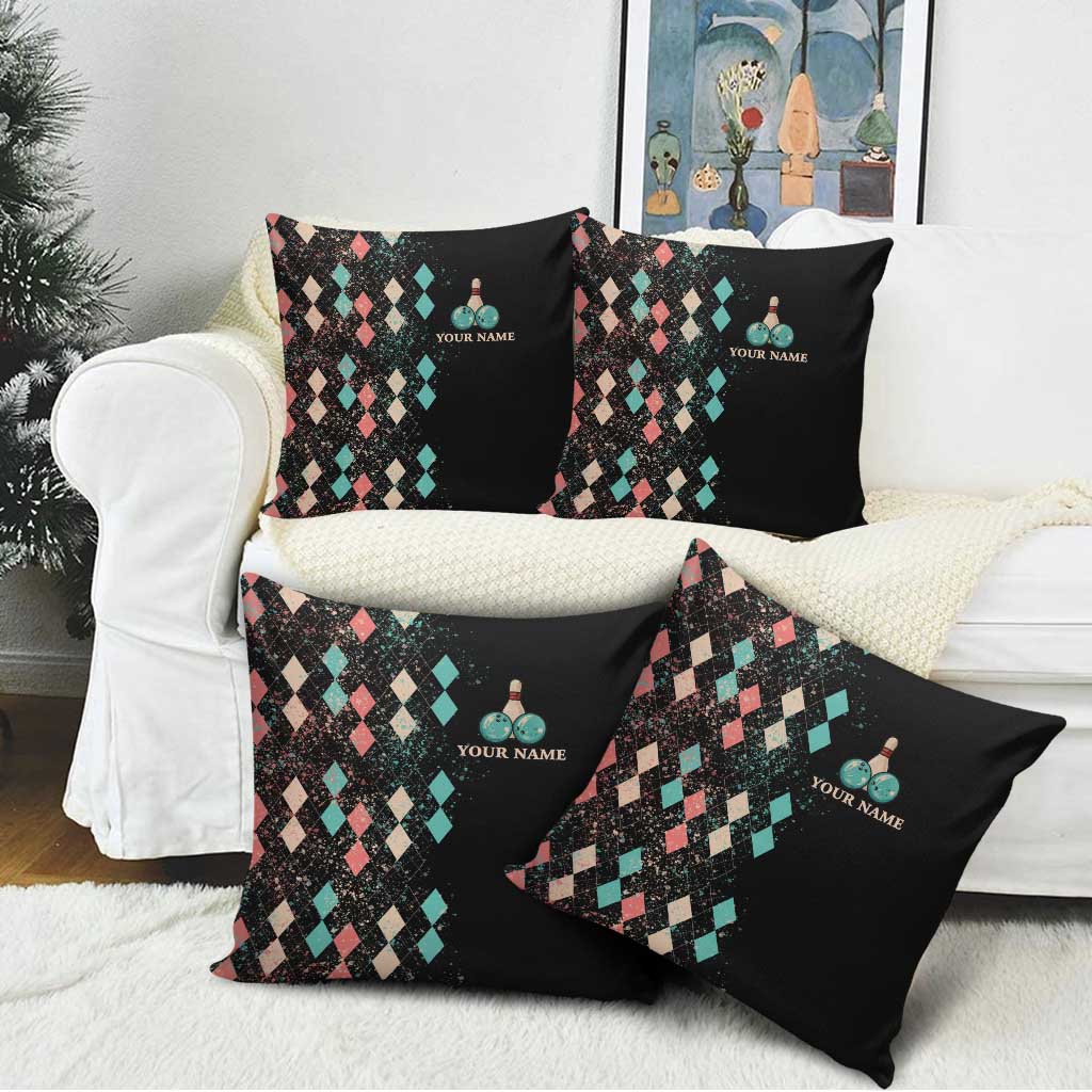 Custom Bowling Balls Pillow Cover with Does This Shirt Make My Balls Look Big Quote and Retro Argyle Pattern - Wonder Print Shop