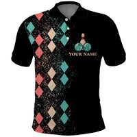 Custom Bowling Balls Polo Shirt with Does This Shirt Make My Balls Look Big Quote and Retro Argyle Pattern - Wonder Print Shop