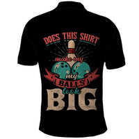 Custom Bowling Balls Polo Shirt with Does This Shirt Make My Balls Look Big Quote and Retro Argyle Pattern - Wonder Print Shop