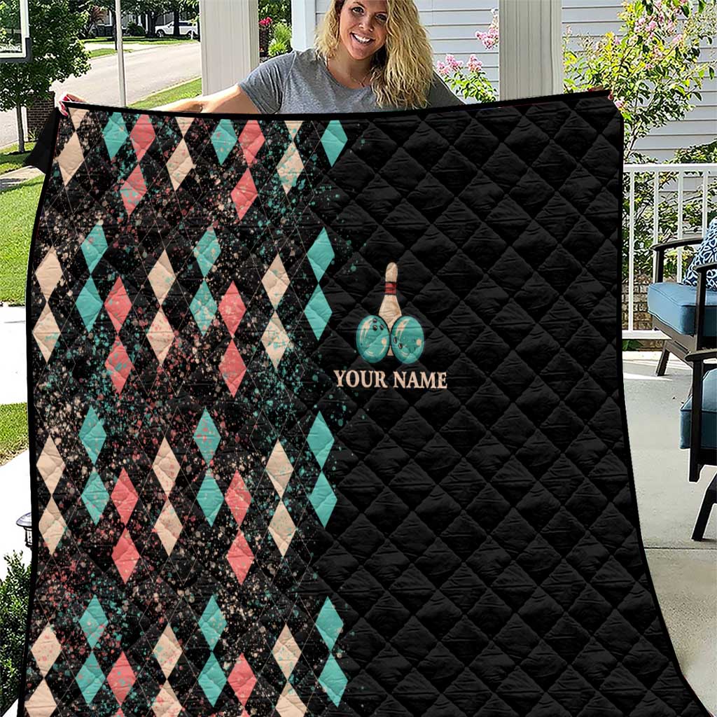 Custom Bowling Balls Quilt with Does This Shirt Make My Balls Look Big Quote and Retro Argyle Pattern - Wonder Print Shop