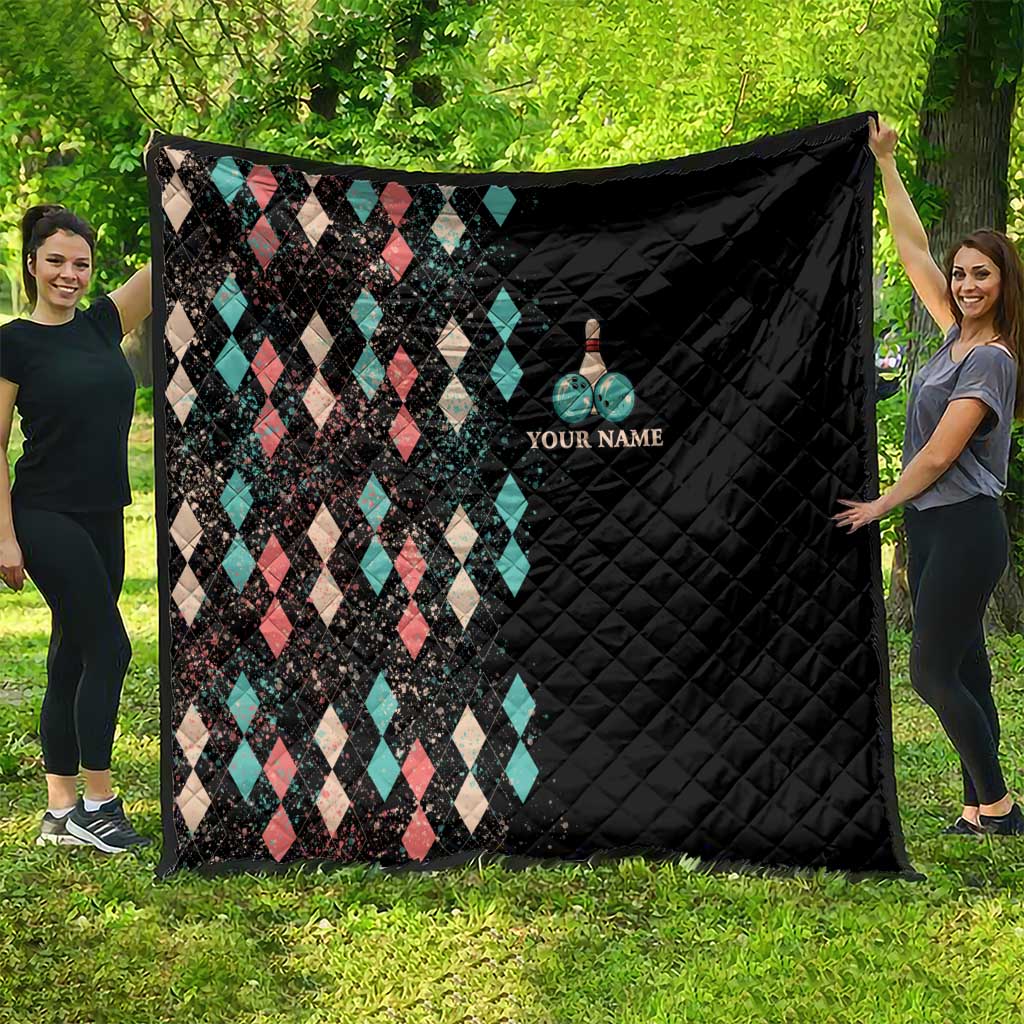 Custom Bowling Balls Quilt with Does This Shirt Make My Balls Look Big Quote and Retro Argyle Pattern - Wonder Print Shop