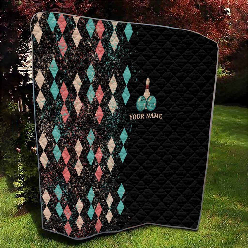 Custom Bowling Balls Quilt with Does This Shirt Make My Balls Look Big Quote and Retro Argyle Pattern - Wonder Print Shop