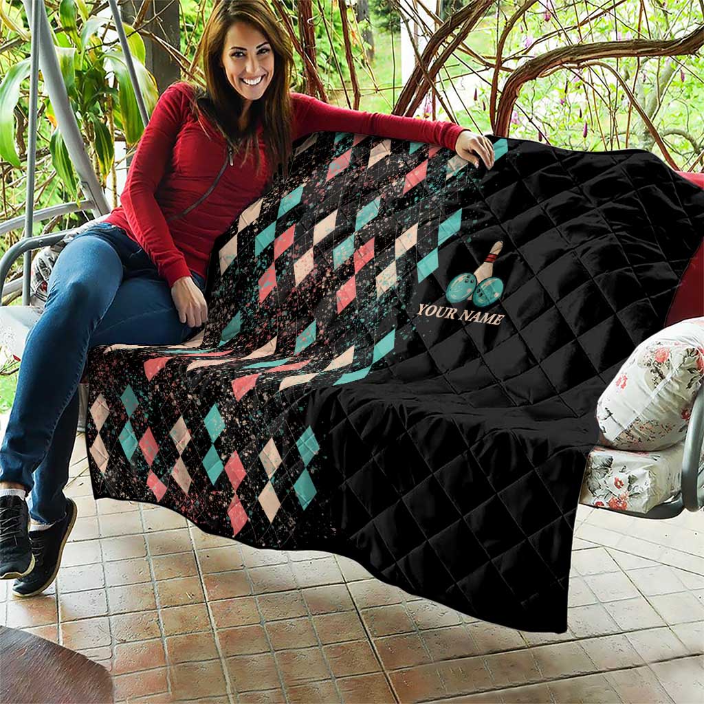 Custom Bowling Balls Quilt with Does This Shirt Make My Balls Look Big Quote and Retro Argyle Pattern - Wonder Print Shop