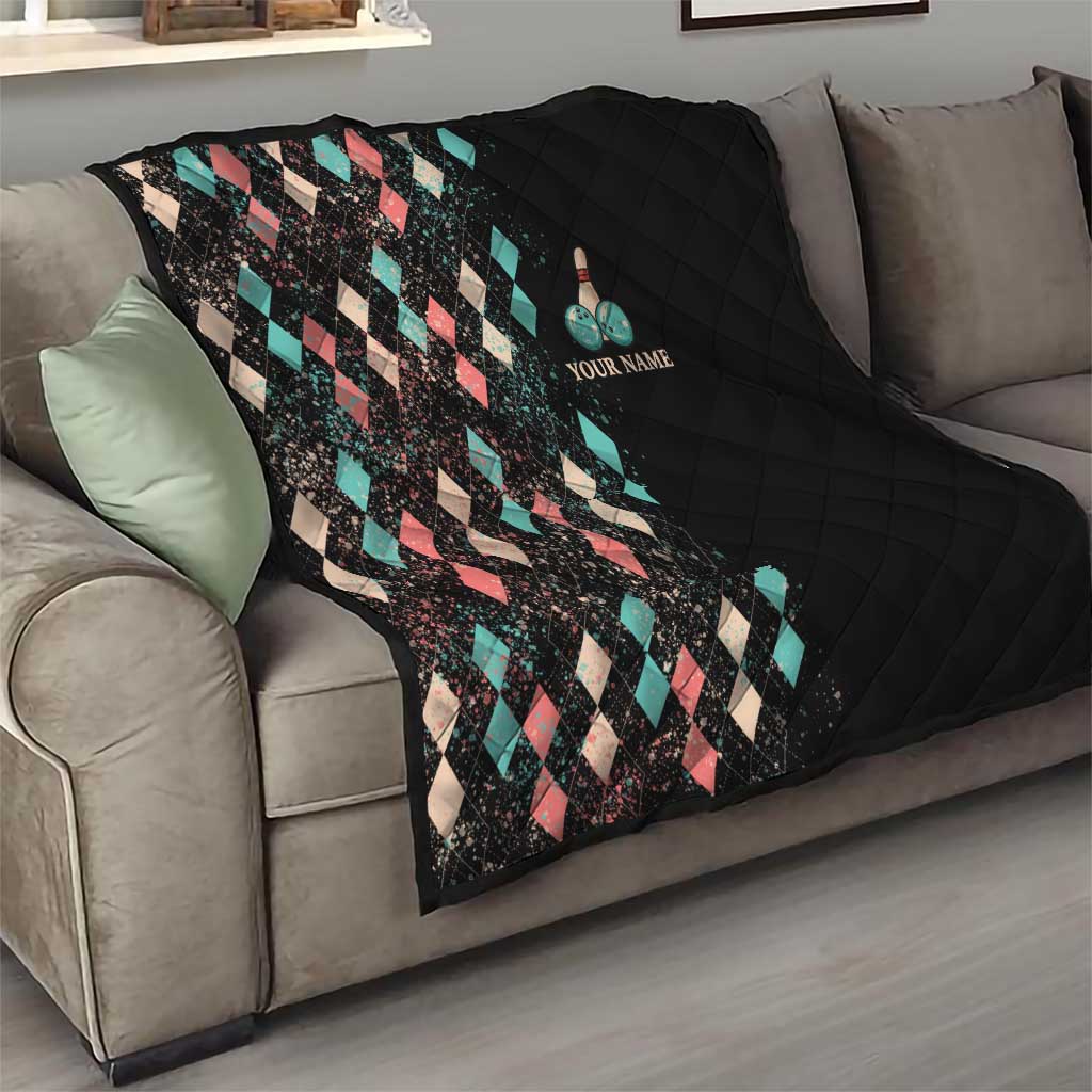 Custom Bowling Balls Quilt with Does This Shirt Make My Balls Look Big Quote and Retro Argyle Pattern - Wonder Print Shop
