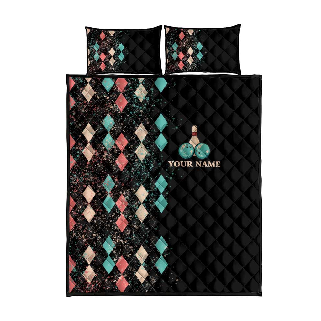 Custom Bowling Balls Quilt Bed Set with Does This Shirt Make My Balls Look Big Quote and Retro Argyle Pattern - Wonder Print Shop