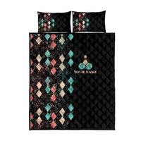 Custom Bowling Balls Quilt Bed Set with Does This Shirt Make My Balls Look Big Quote and Retro Argyle Pattern - Wonder Print Shop
