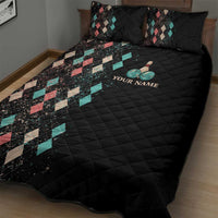 Custom Bowling Balls Quilt Bed Set with Does This Shirt Make My Balls Look Big Quote and Retro Argyle Pattern - Wonder Print Shop