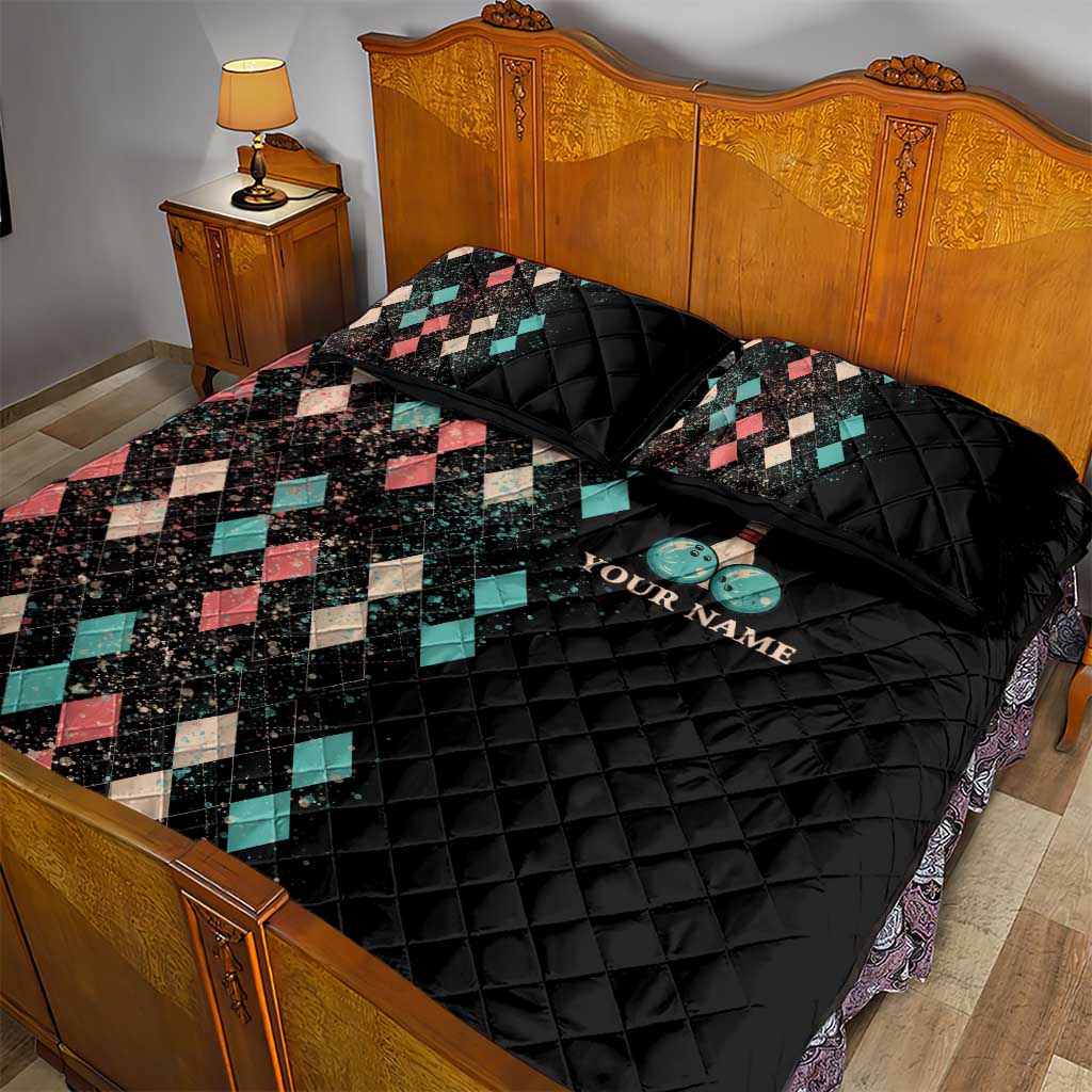 Custom Bowling Balls Quilt Bed Set with Does This Shirt Make My Balls Look Big Quote and Retro Argyle Pattern - Wonder Print Shop
