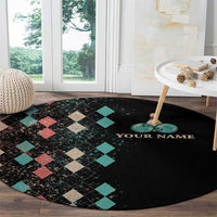 Custom Bowling Balls Round Carpet with Does This Shirt Make My Balls Look Big Quote and Retro Argyle Pattern - Wonder Print Shop