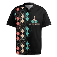Custom Bowling Balls Rugby Jersey with Does This Shirt Make My Balls Look Big Quote and Retro Argyle Pattern - Wonder Print Shop