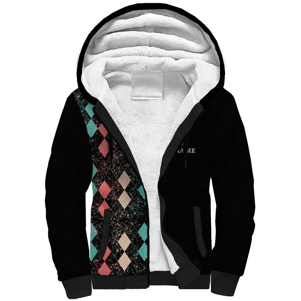 Custom Bowling Balls Sherpa Hoodie with Does This Shirt Make My Balls Look Big Quote and Retro Argyle Pattern - Wonder Print Shop