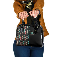 Custom Bowling Balls Shoulder Handbag with Does This Shirt Make My Balls Look Big Quote and Retro Argyle Pattern - Wonder Print Shop