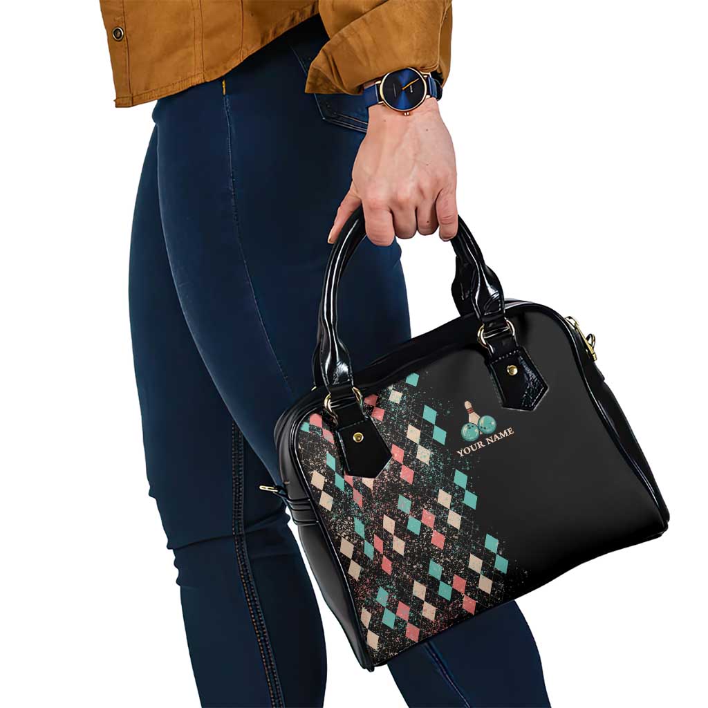 Custom Bowling Balls Shoulder Handbag with Does This Shirt Make My Balls Look Big Quote and Retro Argyle Pattern - Wonder Print Shop