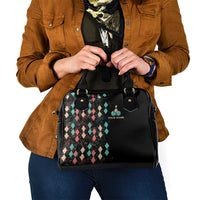 Custom Bowling Balls Shoulder Handbag with Does This Shirt Make My Balls Look Big Quote and Retro Argyle Pattern - Wonder Print Shop