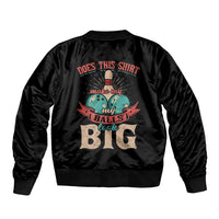 Custom Bowling Balls Sleeve Zip Bomber Jacket with Does This Shirt Make My Balls Look Big Quote and Retro Argyle Pattern - Wonder Print Shop