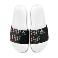 Custom Bowling Balls Slide Sandals with Does This Shirt Make My Balls Look Big Quote and Retro Argyle Pattern - Wonder Print Shop