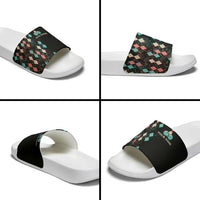 Custom Bowling Balls Slide Sandals with Does This Shirt Make My Balls Look Big Quote and Retro Argyle Pattern - Wonder Print Shop