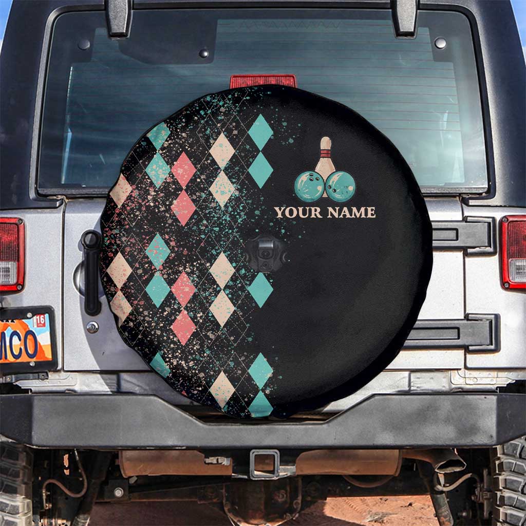 Custom Bowling Balls Spare Tire Cover with Does This Shirt Make My Balls Look Big Quote and Retro Argyle Pattern - Wonder Print Shop