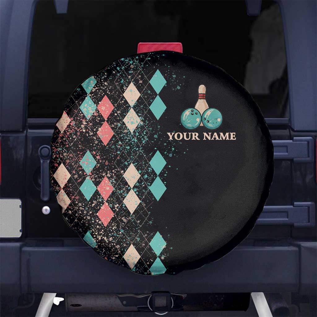 Custom Bowling Balls Spare Tire Cover with Does This Shirt Make My Balls Look Big Quote and Retro Argyle Pattern - Wonder Print Shop