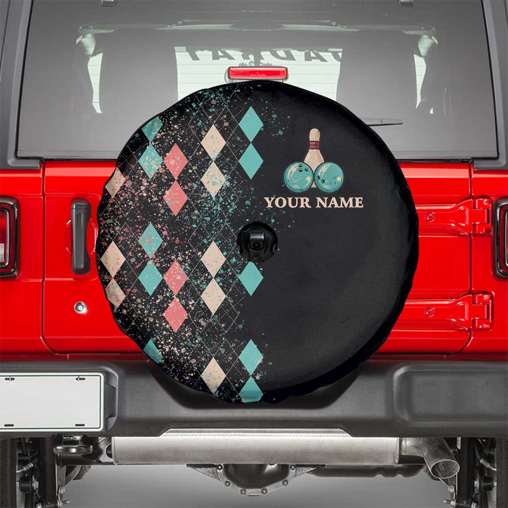 Custom Bowling Balls Spare Tire Cover with Does This Shirt Make My Balls Look Big Quote and Retro Argyle Pattern - Wonder Print Shop