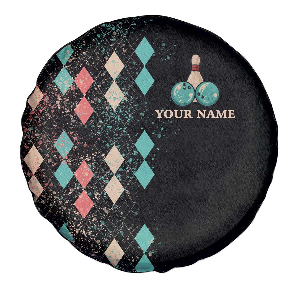 Custom Bowling Balls Spare Tire Cover with Does This Shirt Make My Balls Look Big Quote and Retro Argyle Pattern - Wonder Print Shop