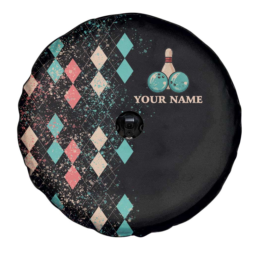 Custom Bowling Balls Spare Tire Cover with Does This Shirt Make My Balls Look Big Quote and Retro Argyle Pattern - Wonder Print Shop