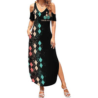 Custom Bowling Balls Summer Maxi Dress with Does This Shirt Make My Balls Look Big Quote and Retro Argyle Pattern - Wonder Print Shop