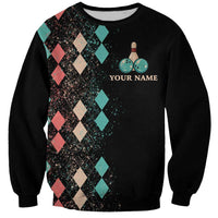 Custom Bowling Balls Sweatshirt with Does This Shirt Make My Balls Look Big Quote and Retro Argyle Pattern - Wonder Print Shop